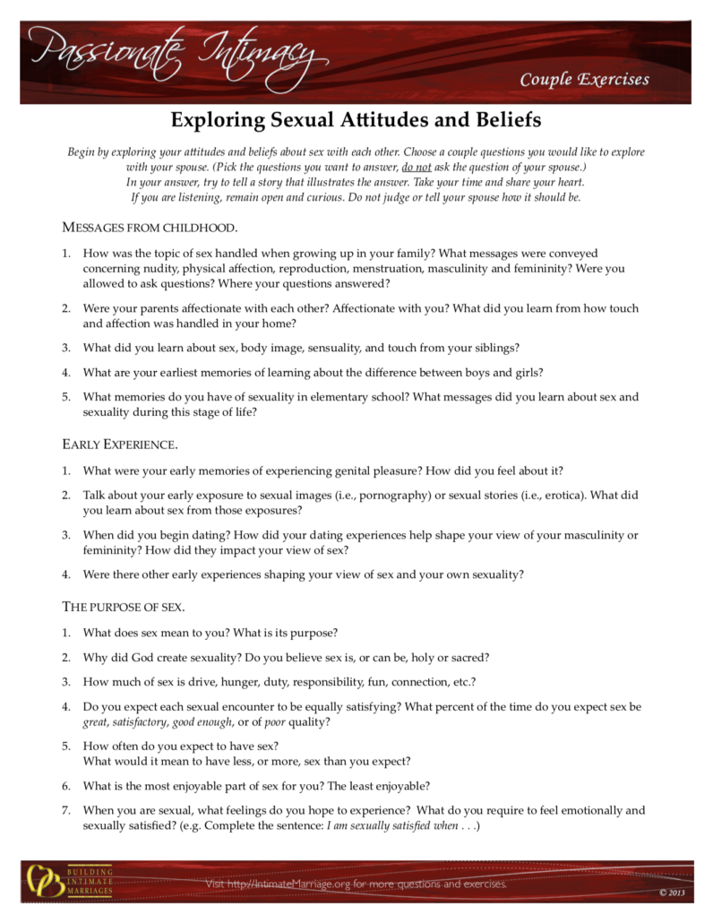 Explore Sexual Attitudes And Beliefs Intimate Marriage